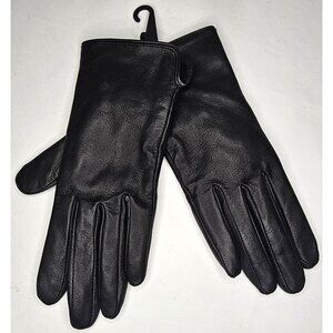 Echo Black Leather Gloves Women's Winter Soft Lined Warm Luxury Designer Classic